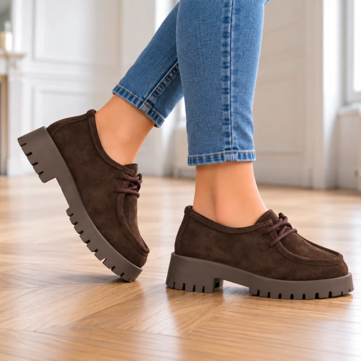 Brązowe buty na drewnianej podłodze.png